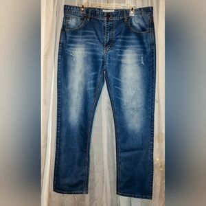 UDOA United Denim of America men's straight leg blue jeans, 38 x 32